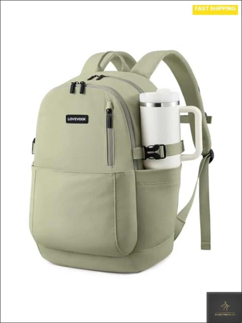 Large Laptop Backpack for College, 40oz Cup Holder, Padded 17.3
